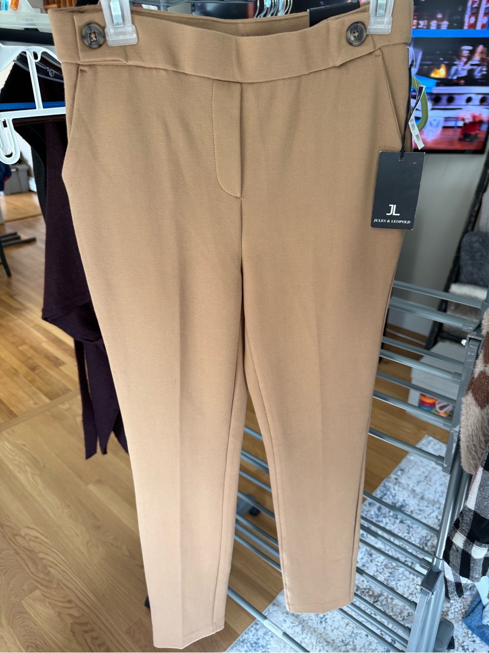 NWT Jules & Leopold Camel Tan Pull On Slim Leg Dress Pants Size Small